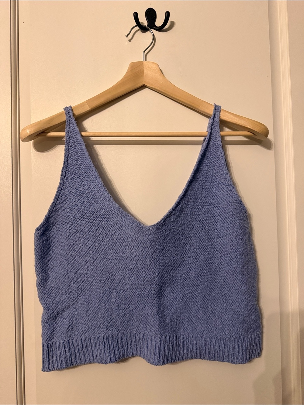 V-Neck Knit Tank Top in Periwinkle Blue | 100% Cotton